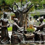 广场黄铜喝酒古人雕塑小品 仿铜树摆件